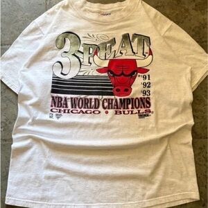 Jerzees White Chicago Bulls 3-Peat NBA World Champions Graphic Tee